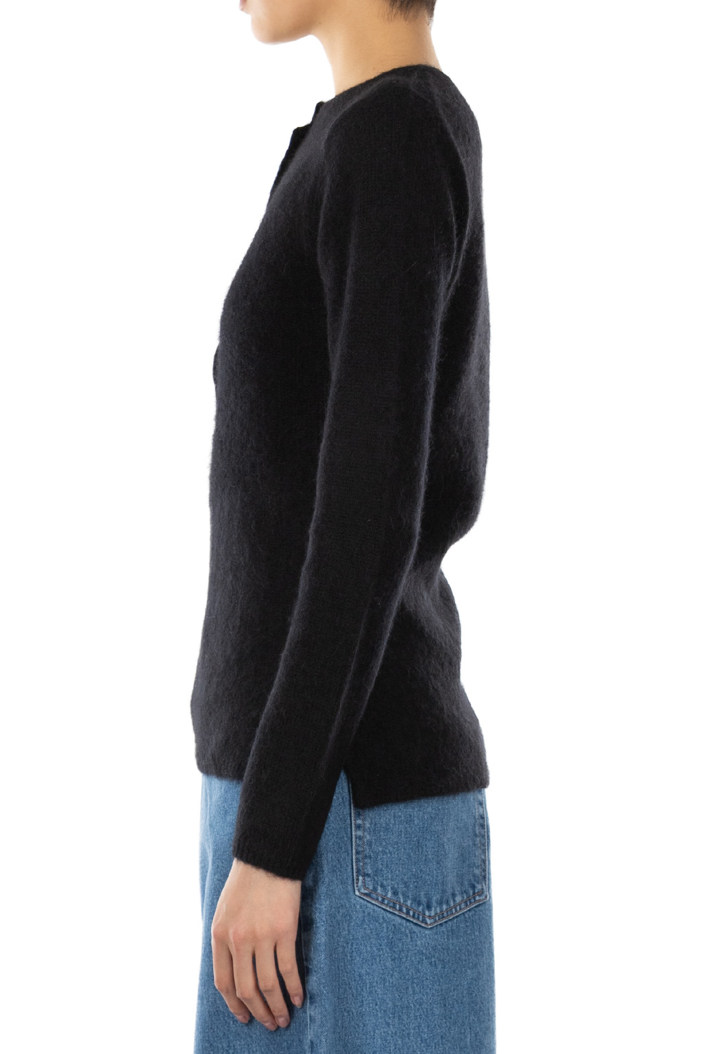 YLEVE - Fairy Alpaca Knit Henley Neck Sweater - Black