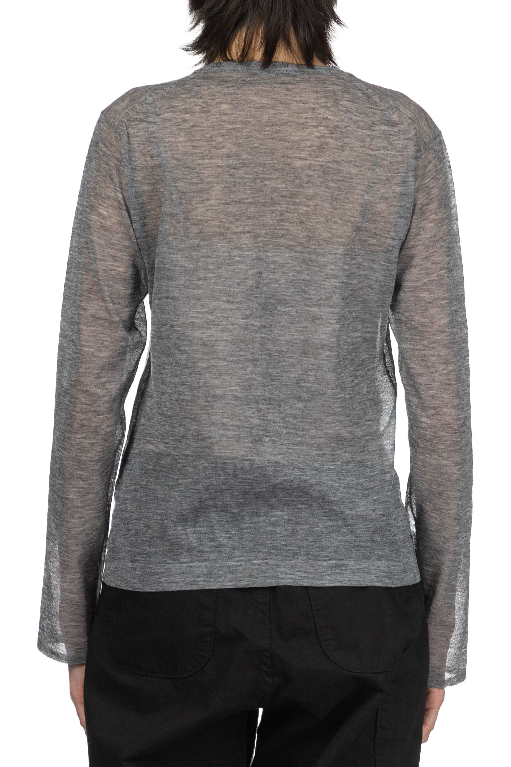 YLEVE - Polyester Ramie Sheer Knit Pullover - Top Grey