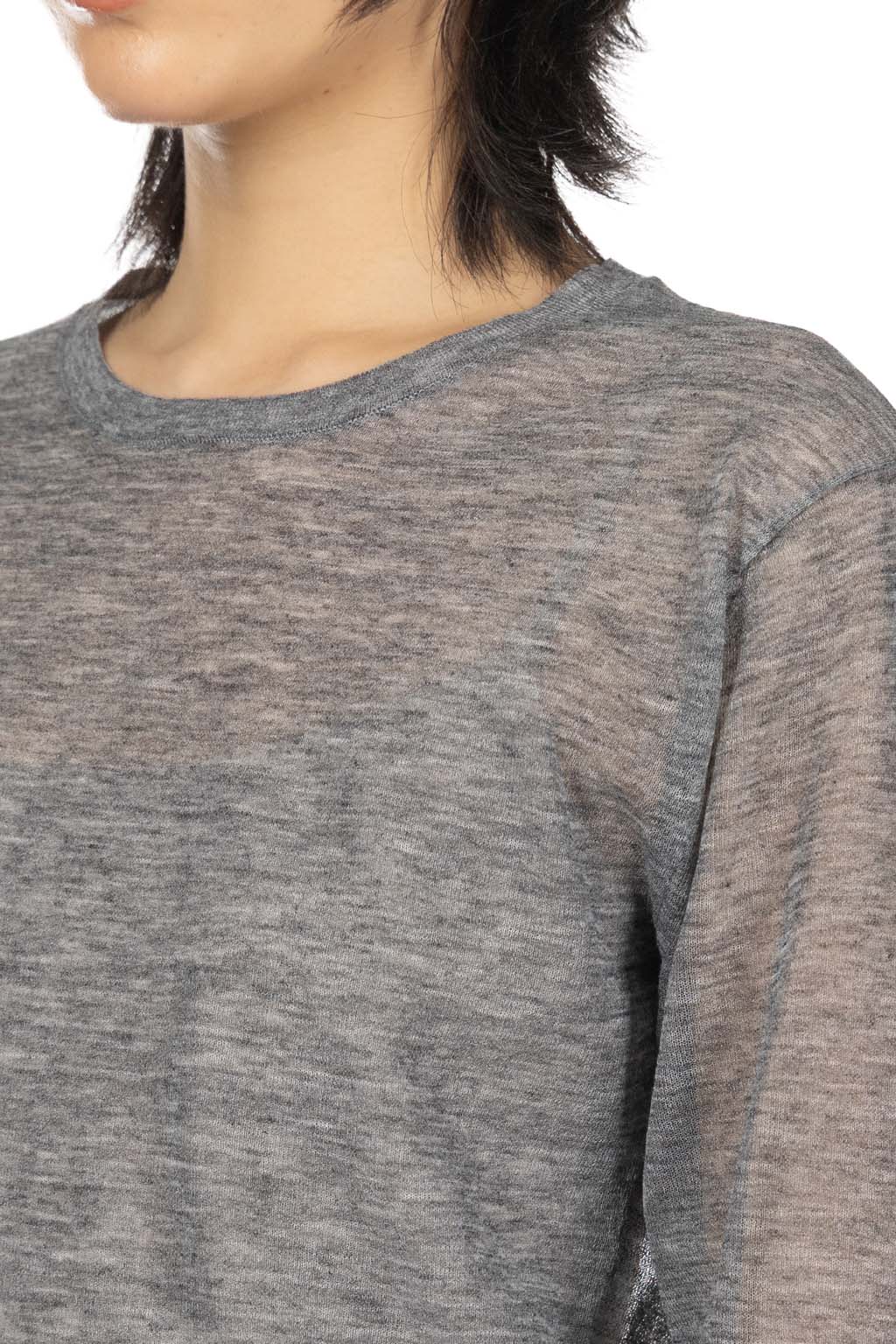 YLEVE - Polyester Ramie Sheer Knit Pullover - Top Grey