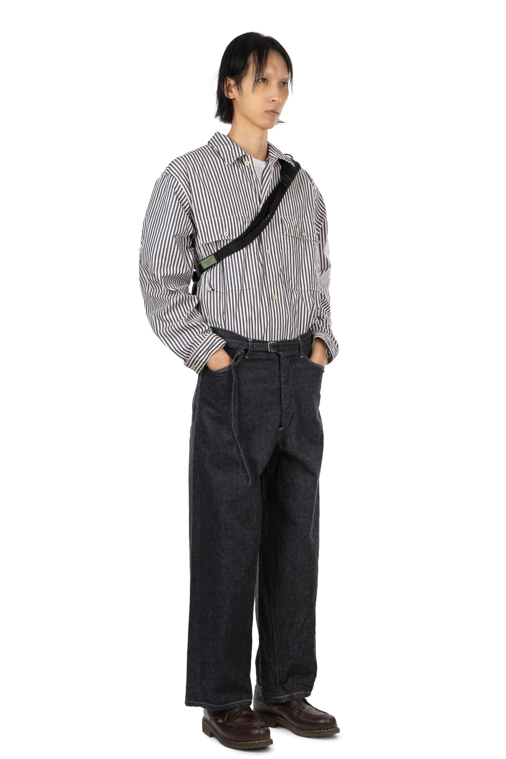 blurhms - 12.9oz Denim Bias Belted Pants - Indigo