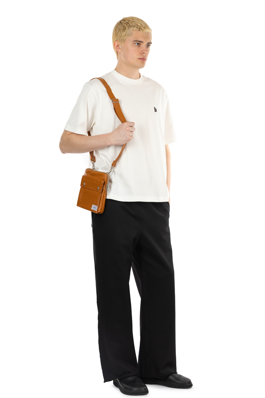 blurhms - ROOTSTOCK - b Patch Tee WIDE - White × Charcoal