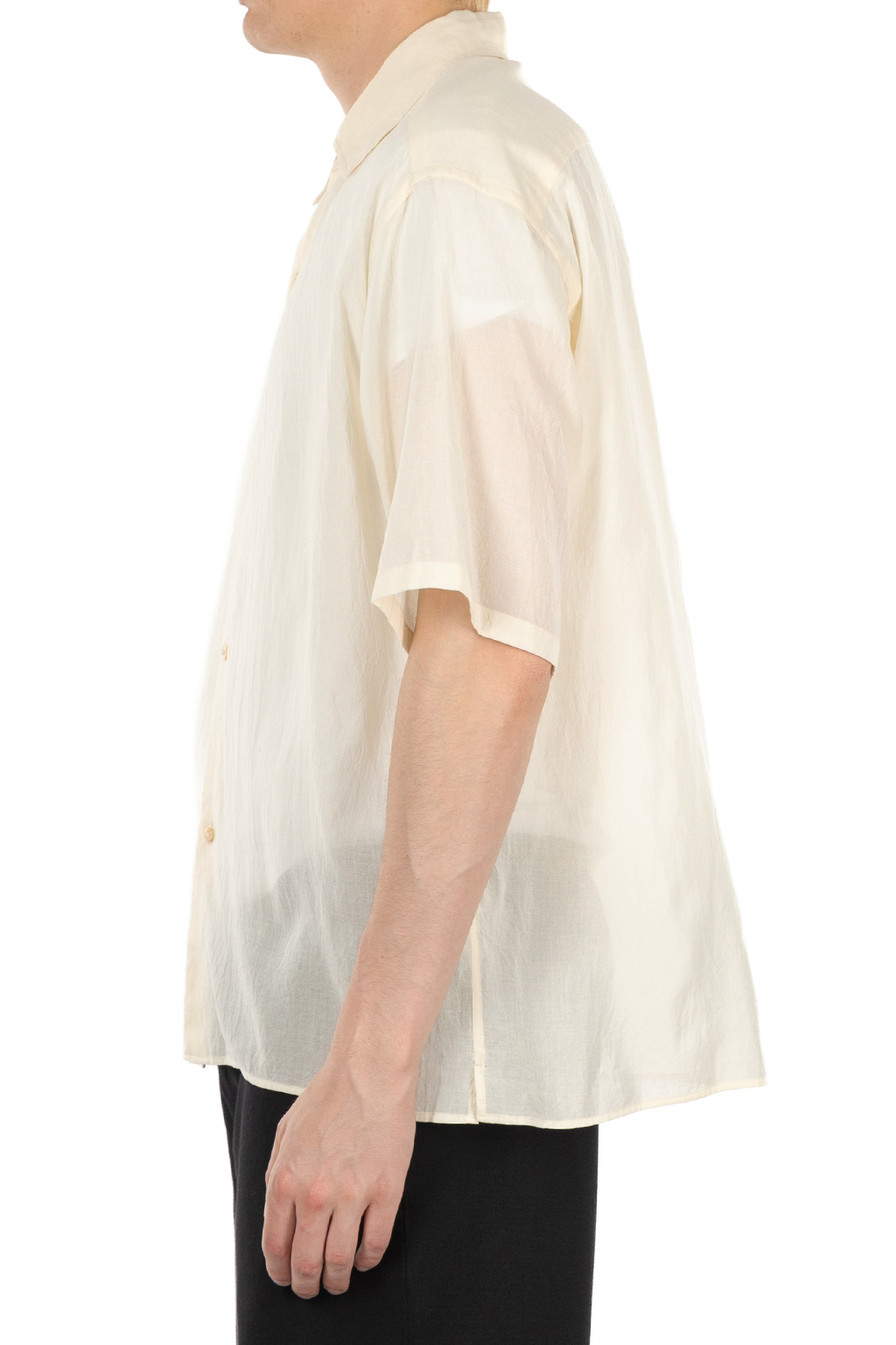 blurhms - Silk-Co Voile Half-Sleeve Shirt - Ivory