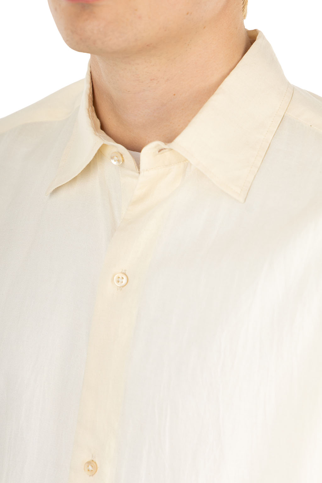 blurhms - Silk-Co Voile Half-Sleeve Shirt - Ivory