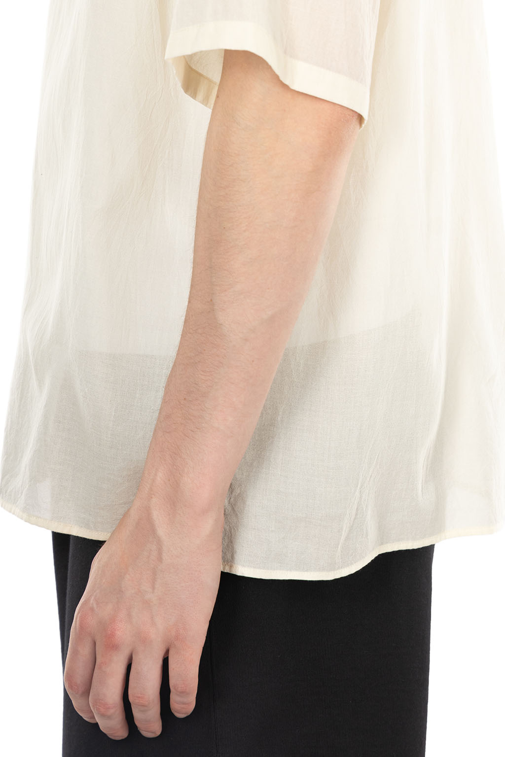 blurhms - Silk-Co Voile Half-Sleeve Shirt - Ivory
