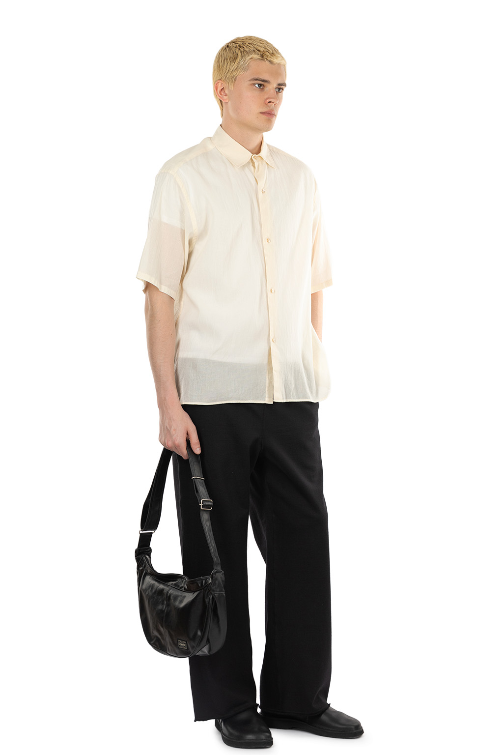 blurhms - Silk-Co Voile Half-Sleeve Shirt - Ivory