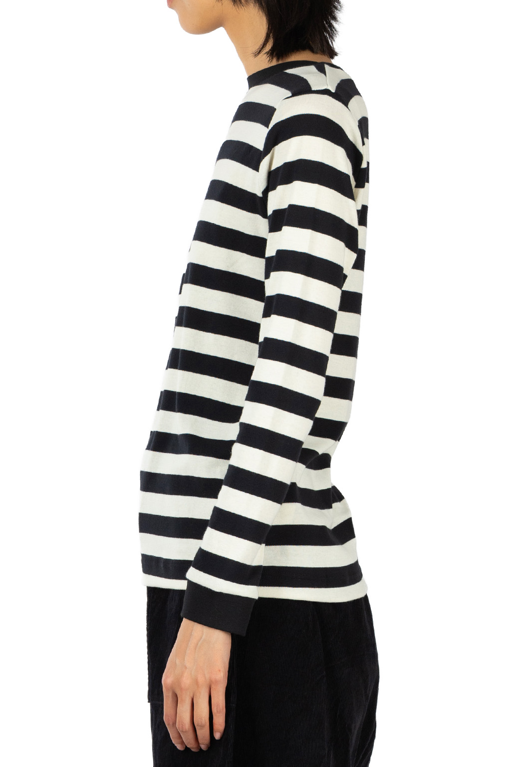 harmonie - Boatneck Cotton Wide Stripe LS Tee - Black