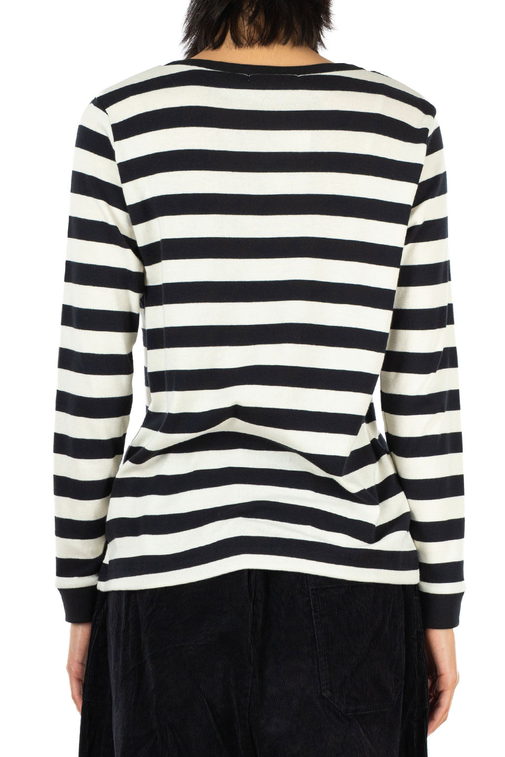 harmonie - Boatneck Cotton Wide Stripe LS Tee - Black