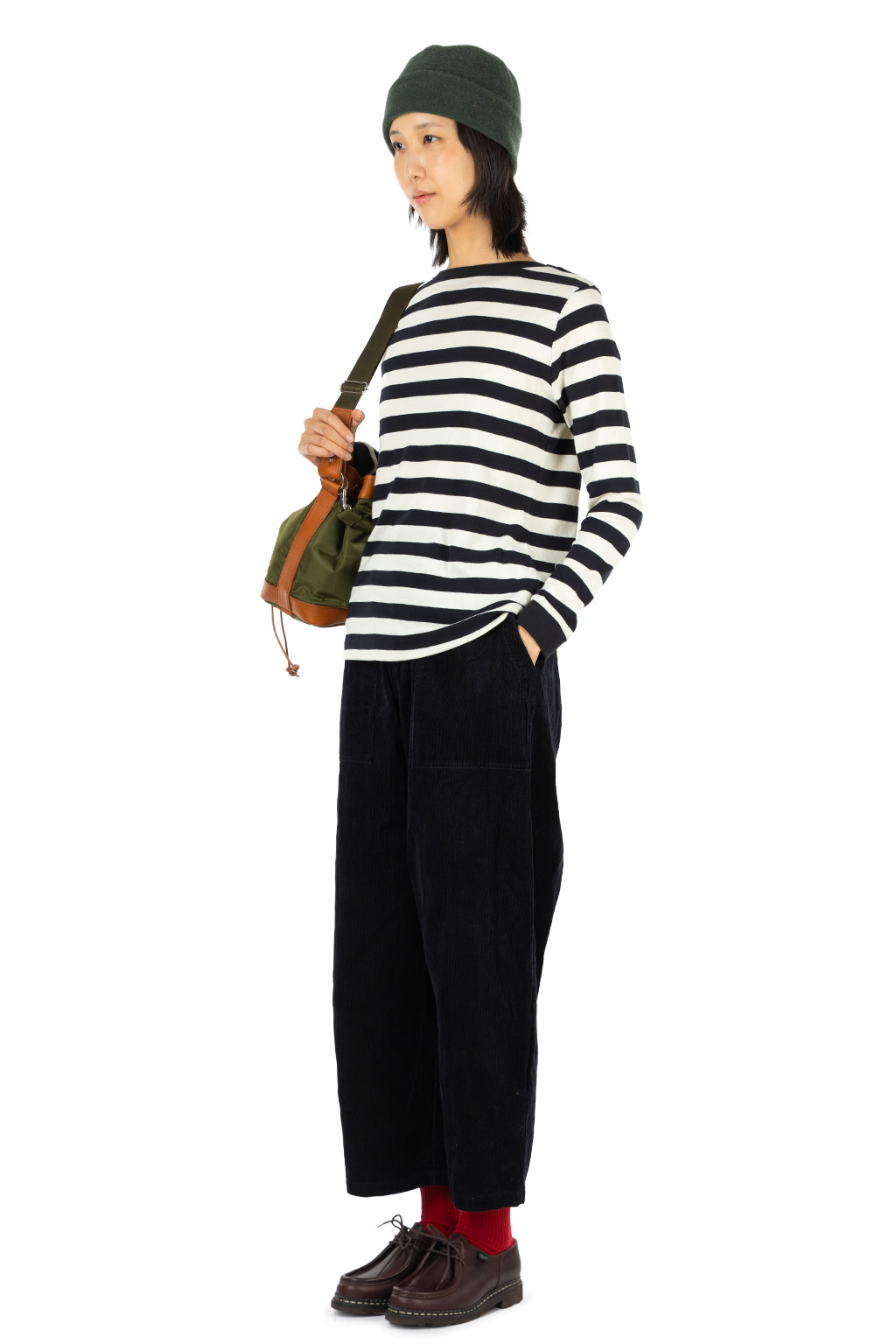 harmonie - Boatneck Cotton Wide Stripe LS Tee - Black