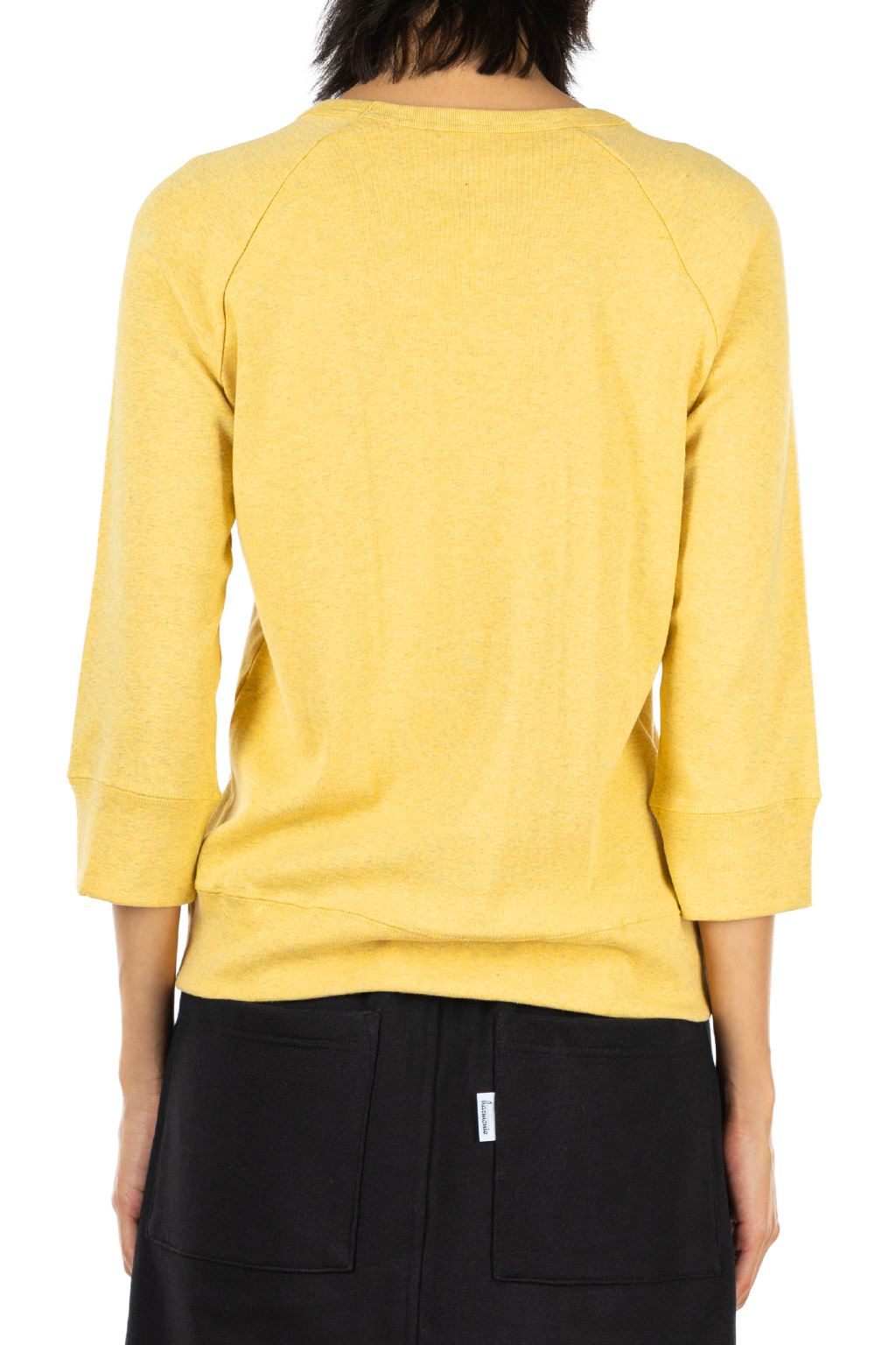 harmonie - Cotton Rib Raglan Three-Quarter Sleeve Pullover - Yellow
