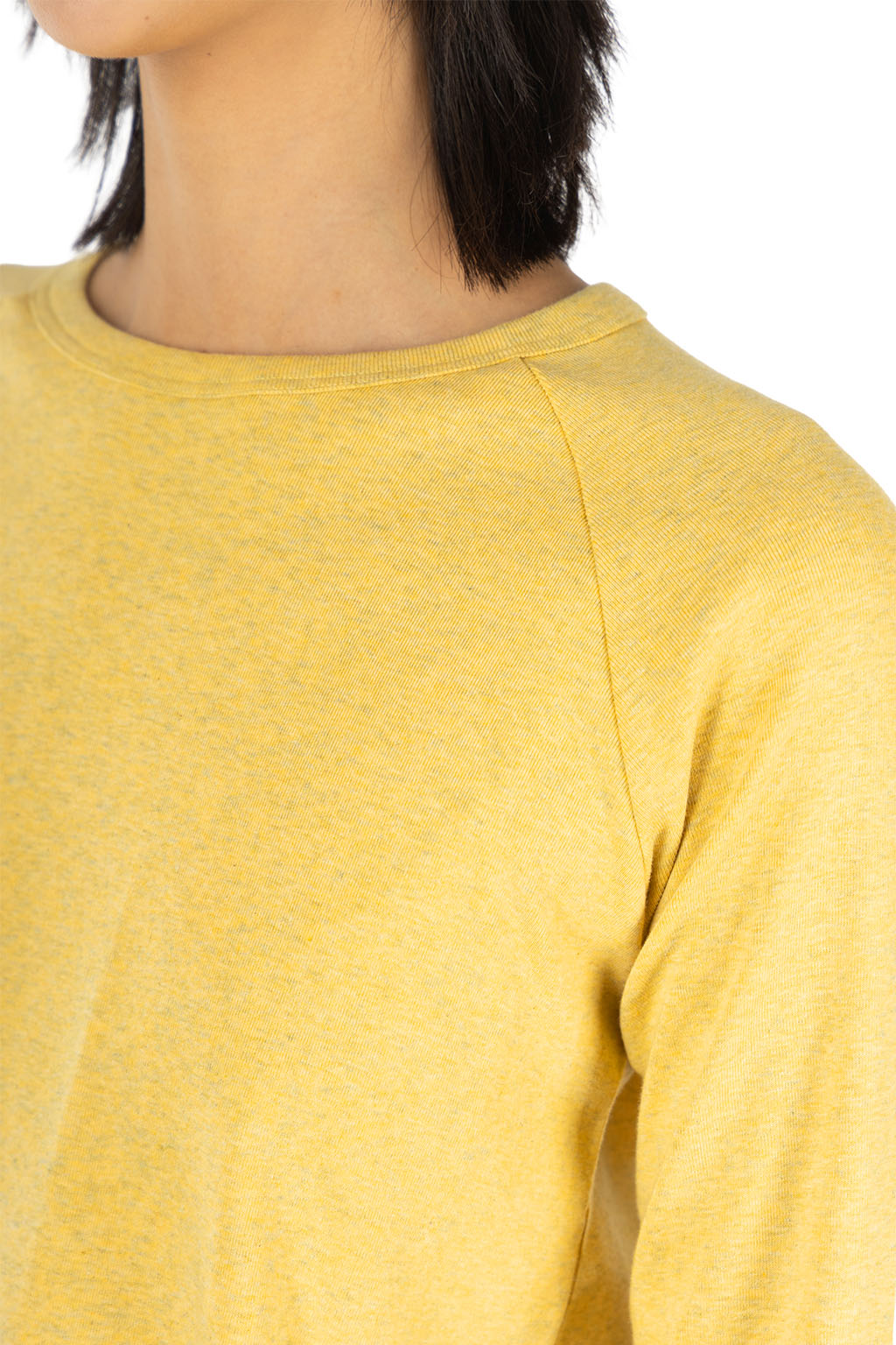 harmonie - Cotton Rib Raglan Three-Quarter Sleeve Pullover - Yellow