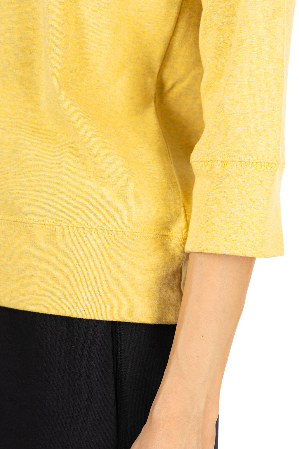 harmonie - Cotton Rib Raglan Three-Quarter Sleeve Pullover - Yellow