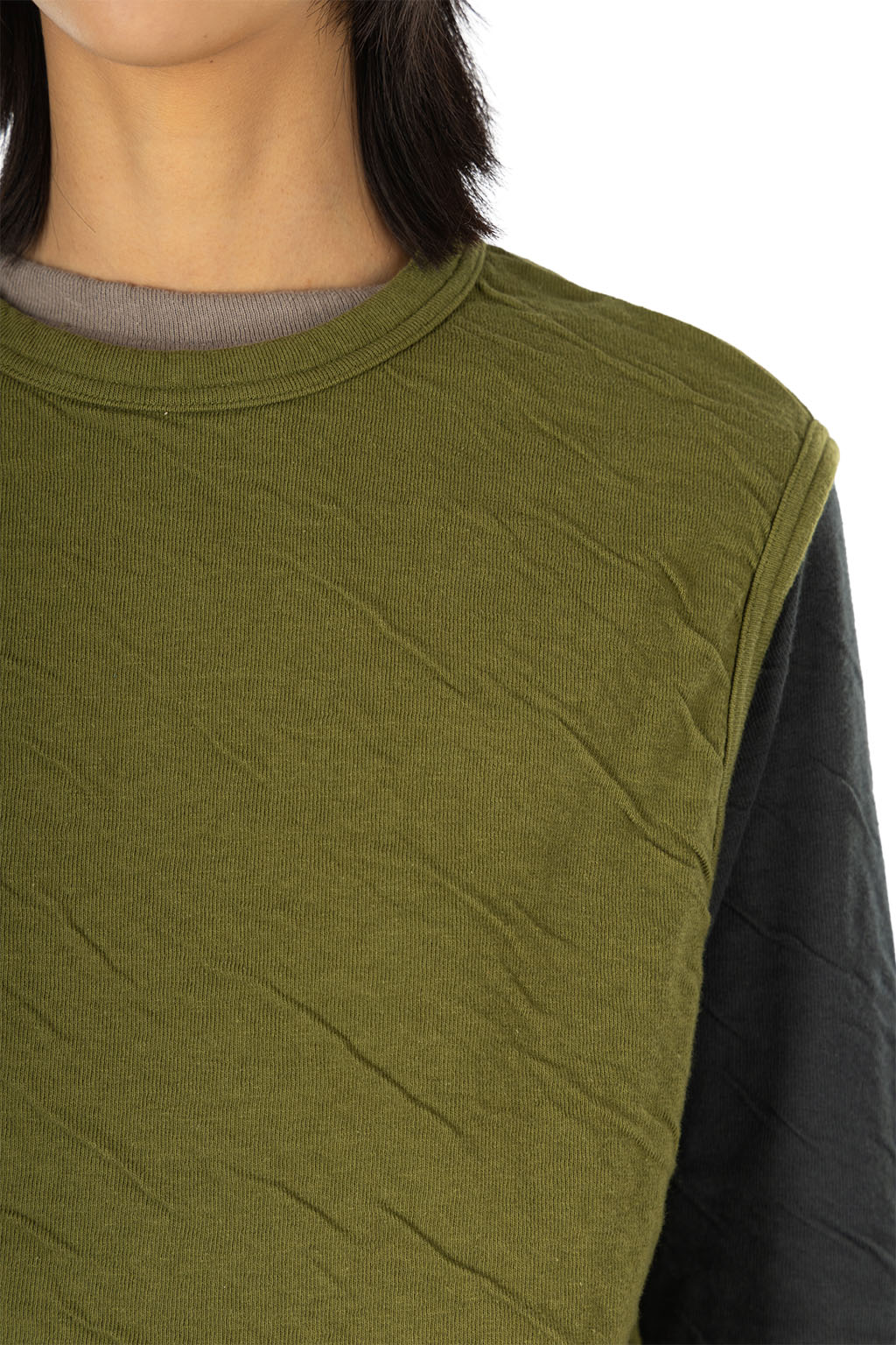 harmonie - Fluffy Double-Layer Crew Neck Vest - Grass Green