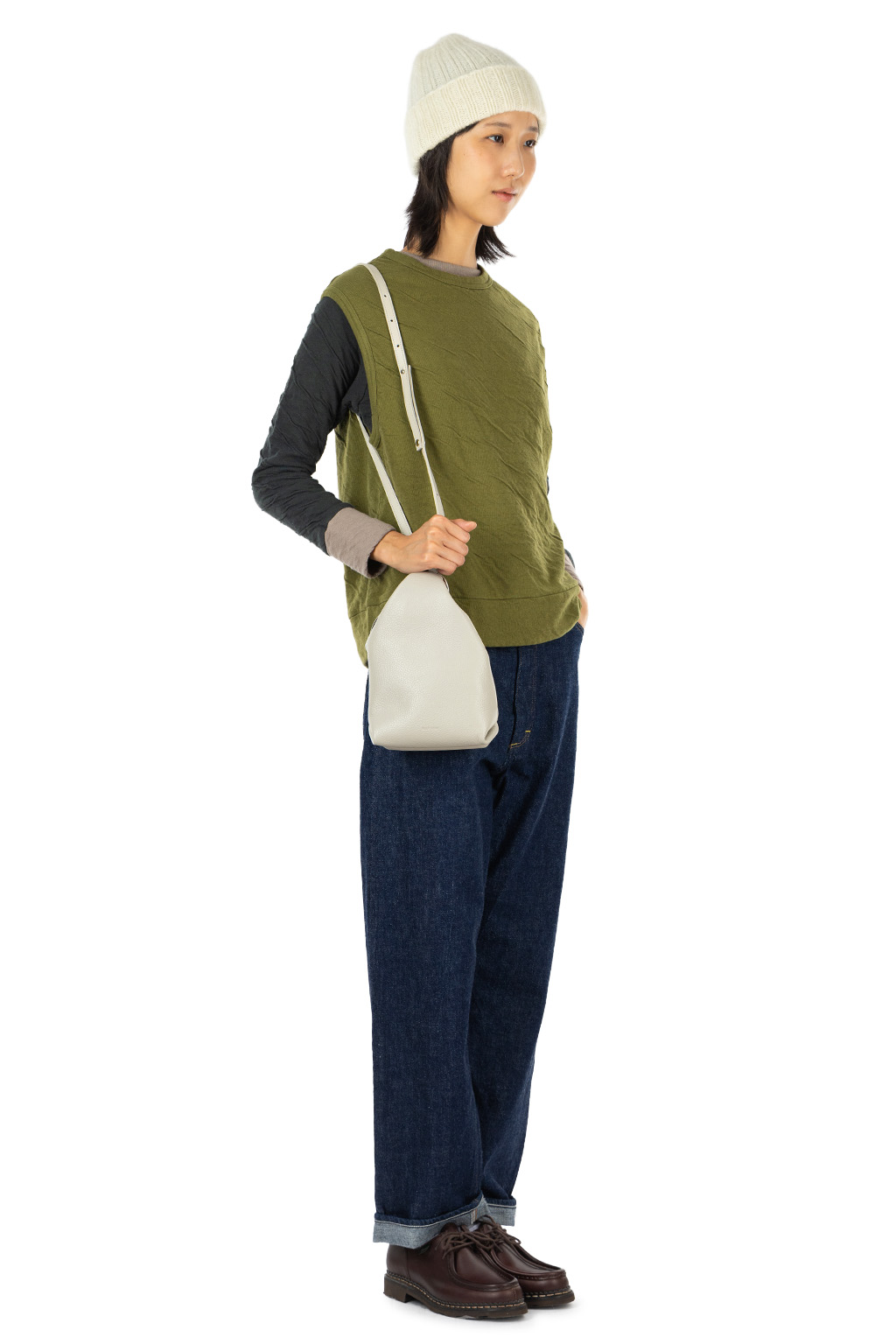 harmonie - Fluffy Double-Layer Crew Neck Vest - Grass Green