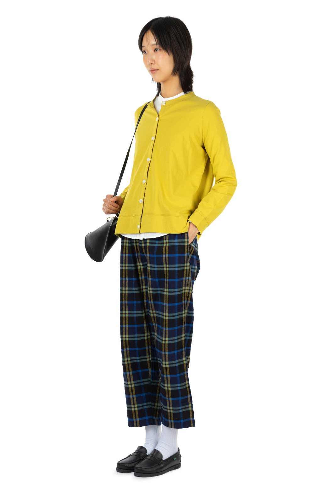 harmonie - Jersey Crew Neck Cardigan - Lime Yellow