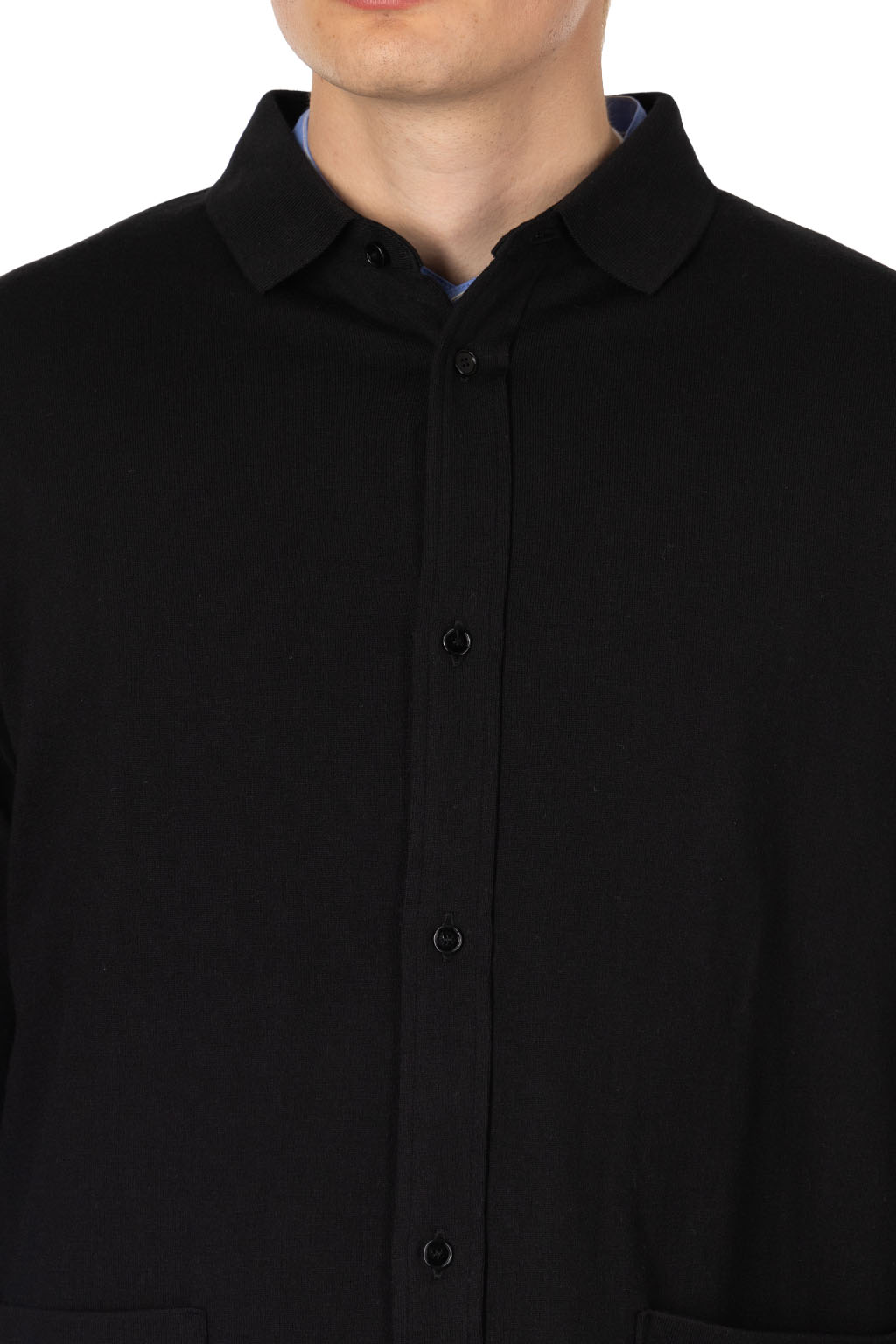 marka - Polo Collar Cashmere Jersey Shirt - Black