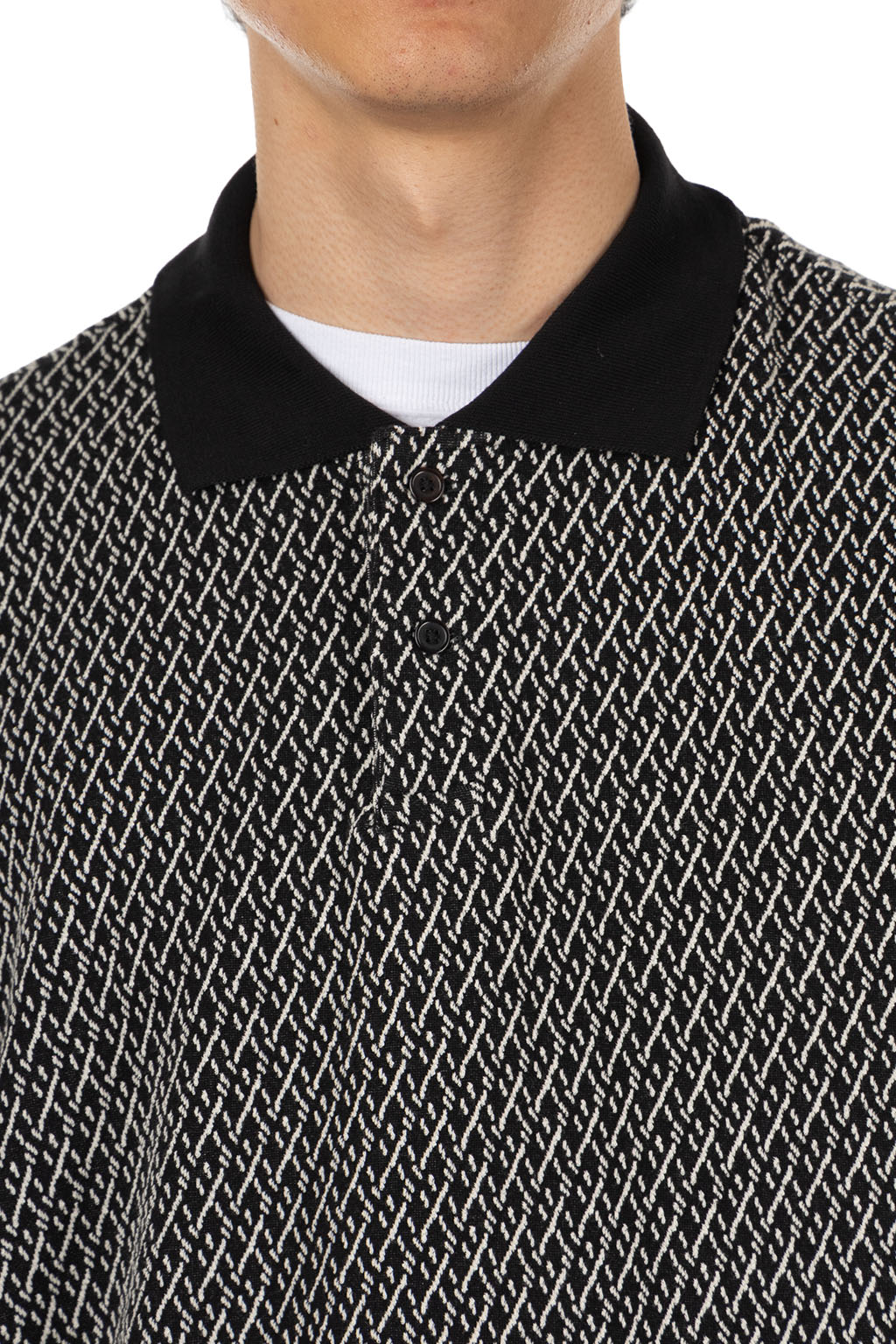 Markaware - Two Button Polo L/S Tee - Black x Ivory