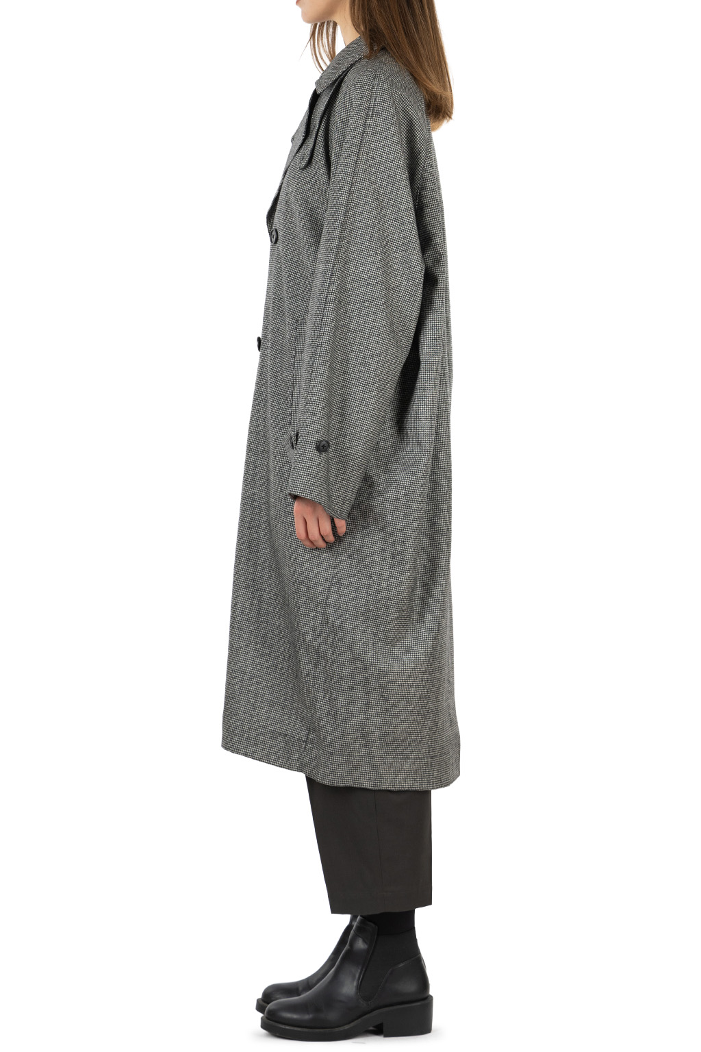 nicholson & nicholson - VICTOR Houndstooth Wool Coat - Black White