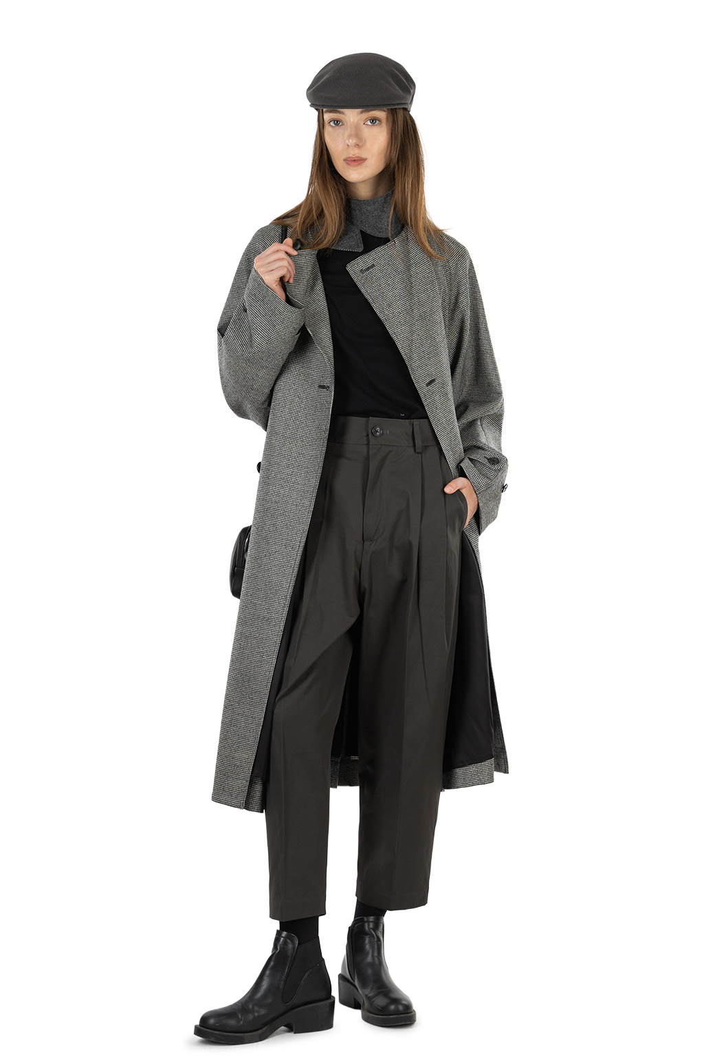 nicholson & nicholson - VICTOR Houndstooth Wool Coat - Black White