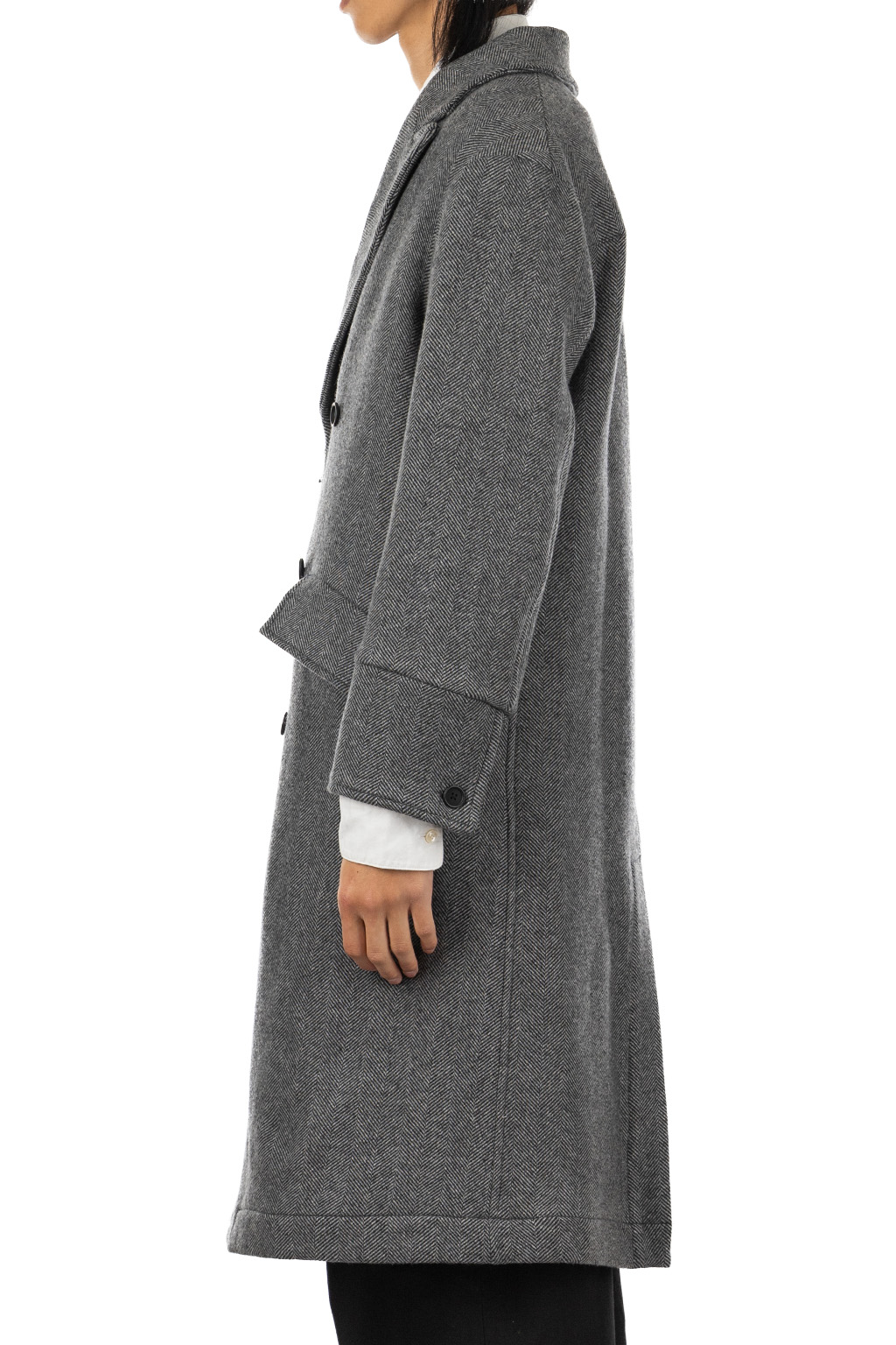 ts(s) - Double Breasted Slant Flap Pocket Coat - Grey