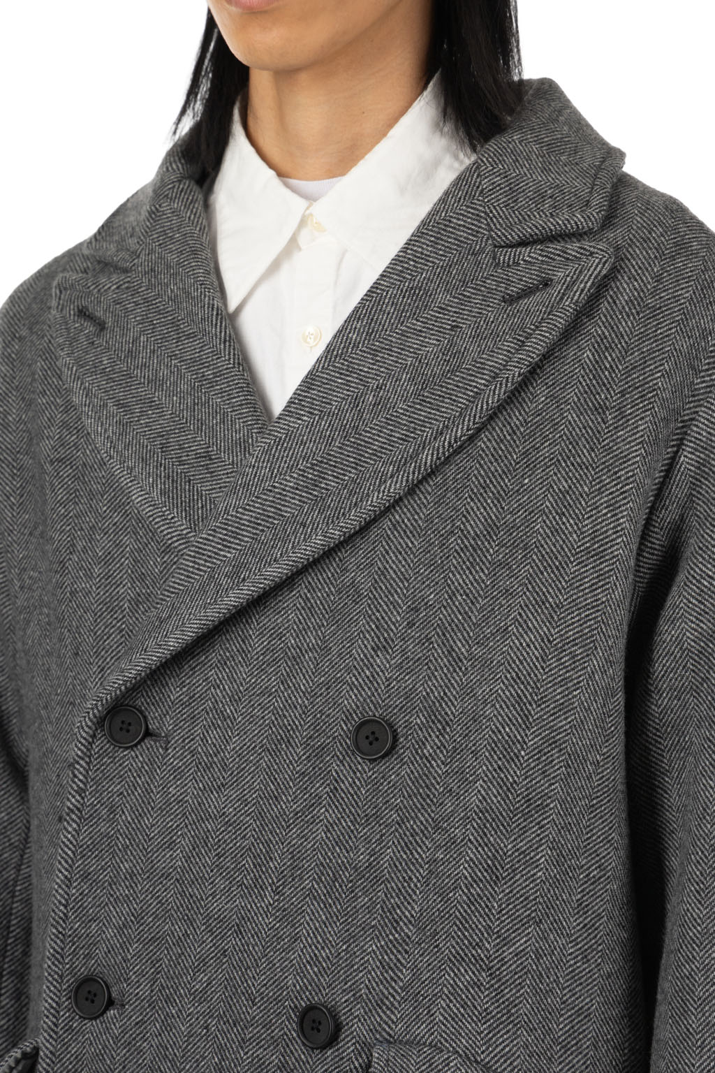 ts(s) - Double Breasted Slant Flap Pocket Coat - Grey