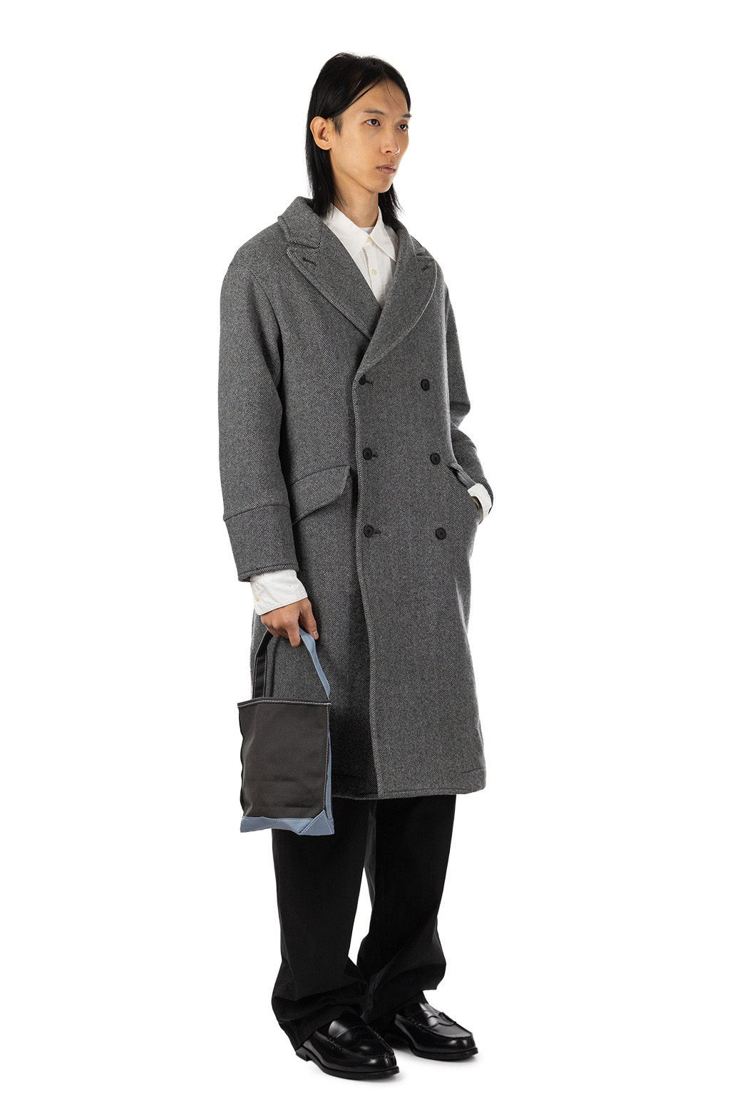 ts(s) - Double Breasted Slant Flap Pocket Coat - Grey