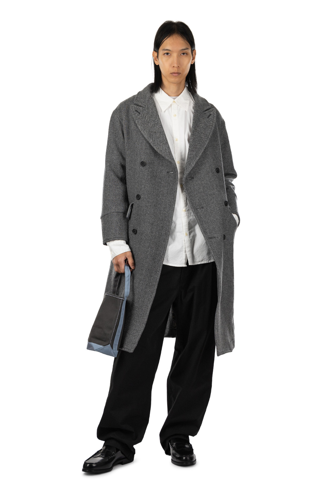 ts(s) - Double Breasted Slant Flap Pocket Coat - Grey